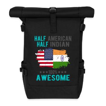 Halb Amerikaner Halb Inder - Rolltop Rucksack - Schwarz - Vorne