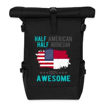 Half American Half Indonesian - Roll Top Backpack - black - Front