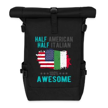 Halb Amerikaner Halb Italiener - Rolltop Rucksack - Schwarz - Vorne