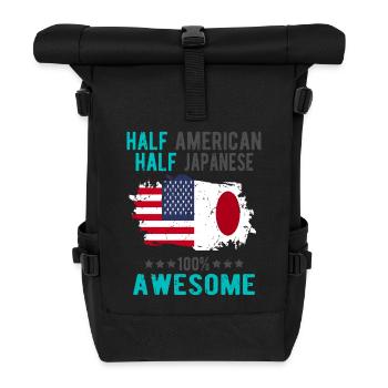 Halb Amerikaner Halb Japaner - Rolltop Rucksack - Schwarz - Vorne