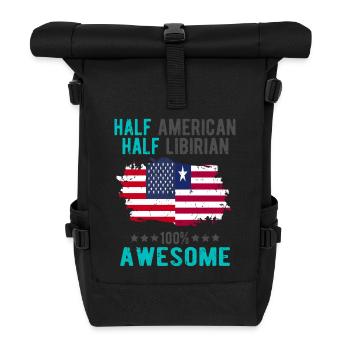 Half American Half Libyan - Roll Top Backpack - black - Front
