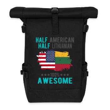 Half American Half Lithuanian - Roll Top Backpack - black - Front