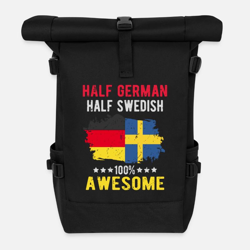 Halvt tysk halvt svensk - Rulltoppsryggsäck - svart