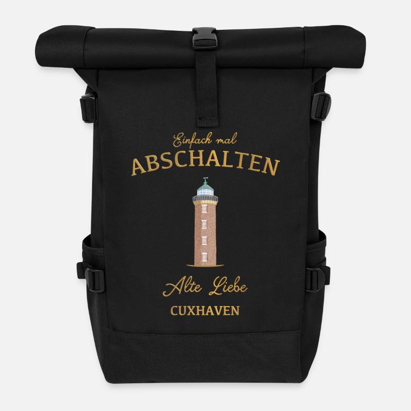 Cuxhaven Leuchtturm Alte Liebe, Mal Abschalten - Rolltop Rucksack - Schwarz