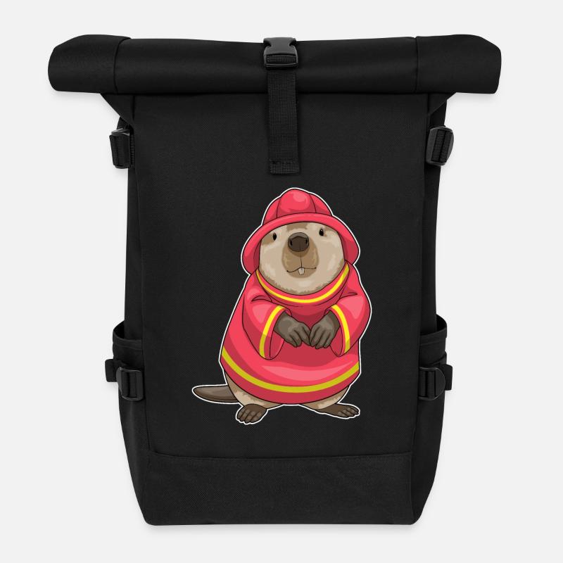 Biber Feuerwehrmann Feuerwehr - Rolltop Rucksack - Schwarz