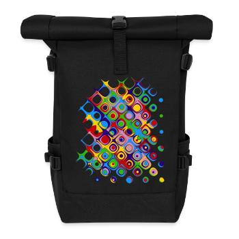 Colorful pattern (circles, shapes) - Roll Top Backpack - black - Front