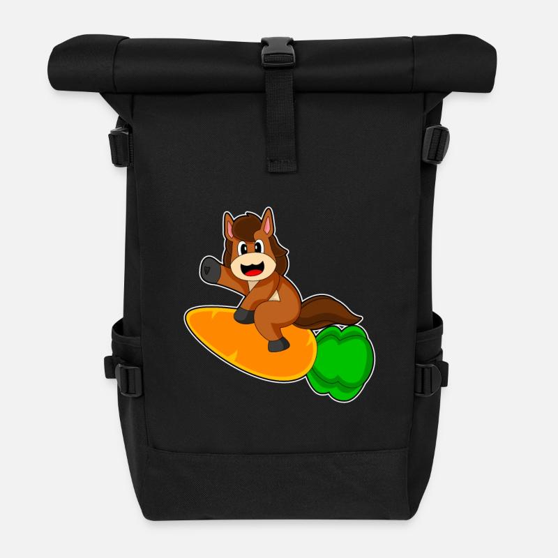 Pferd Karotte Rakete - Rolltop Rucksack - Schwarz