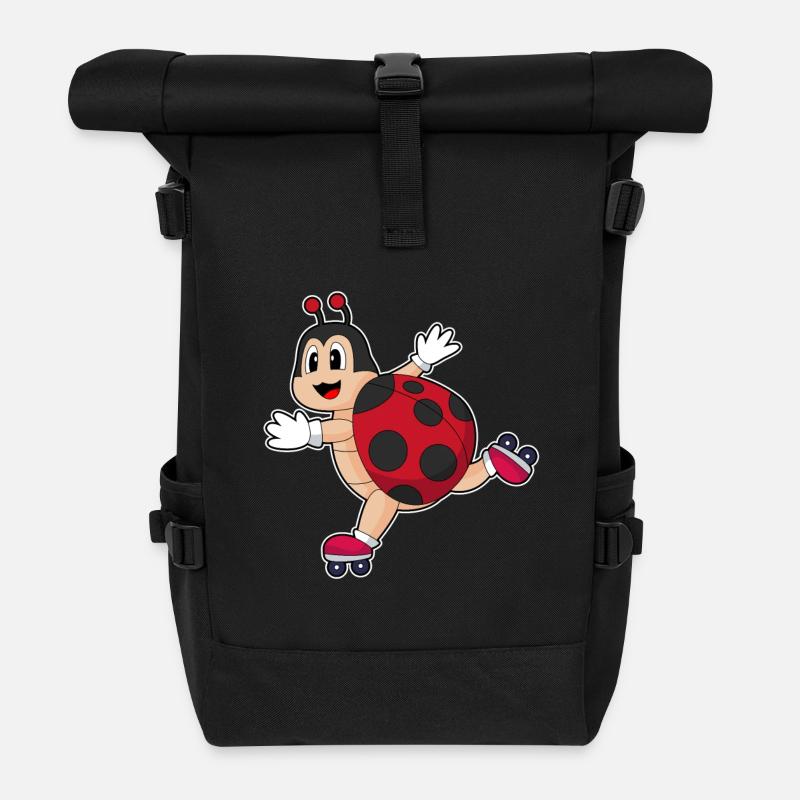 Marienkäfer Inlineskaten Rollschuhe - Rolltop Rucksack - Schwarz