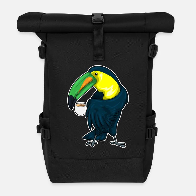 Toucan cup of coffee - Roll Top Backpack - black