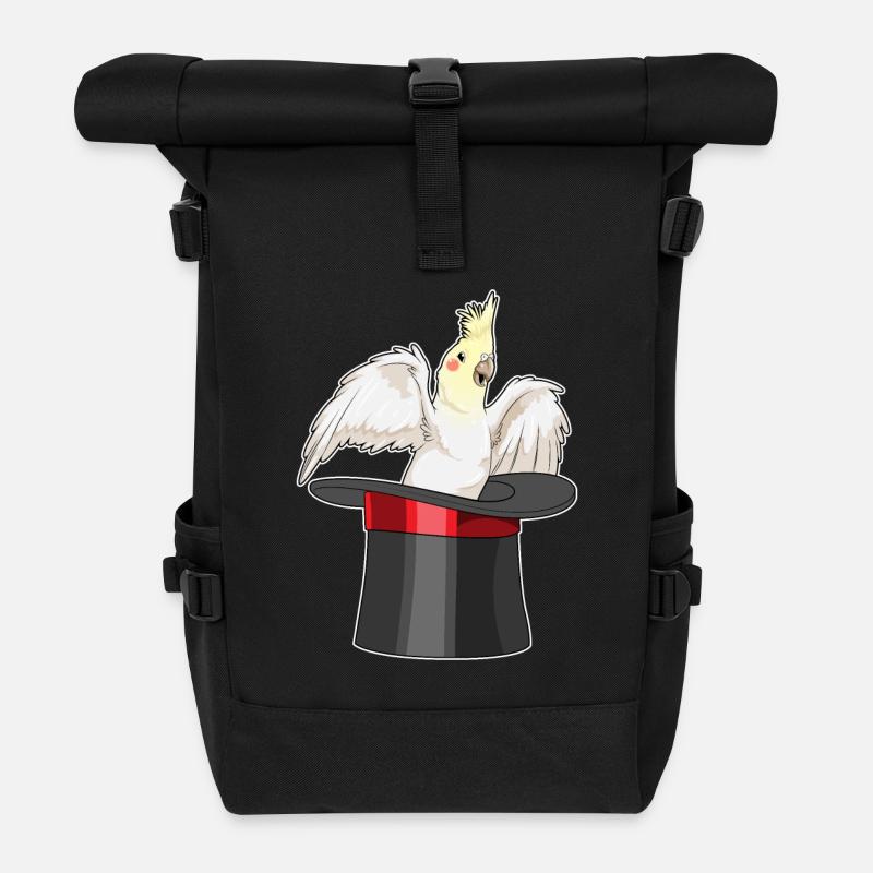 Papagei Zauberer Zylinder - Rolltop Rucksack - Schwarz