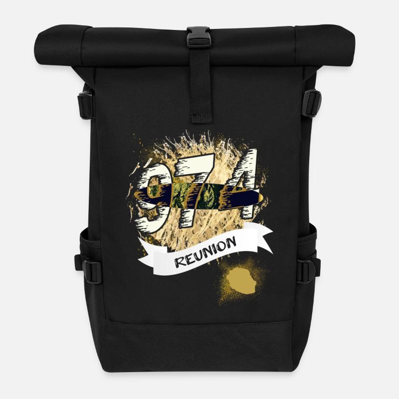 Schöne Souvenir-Geschenkidee Karte von La Réunion 974 - Rolltop Rucksack - Schwarz