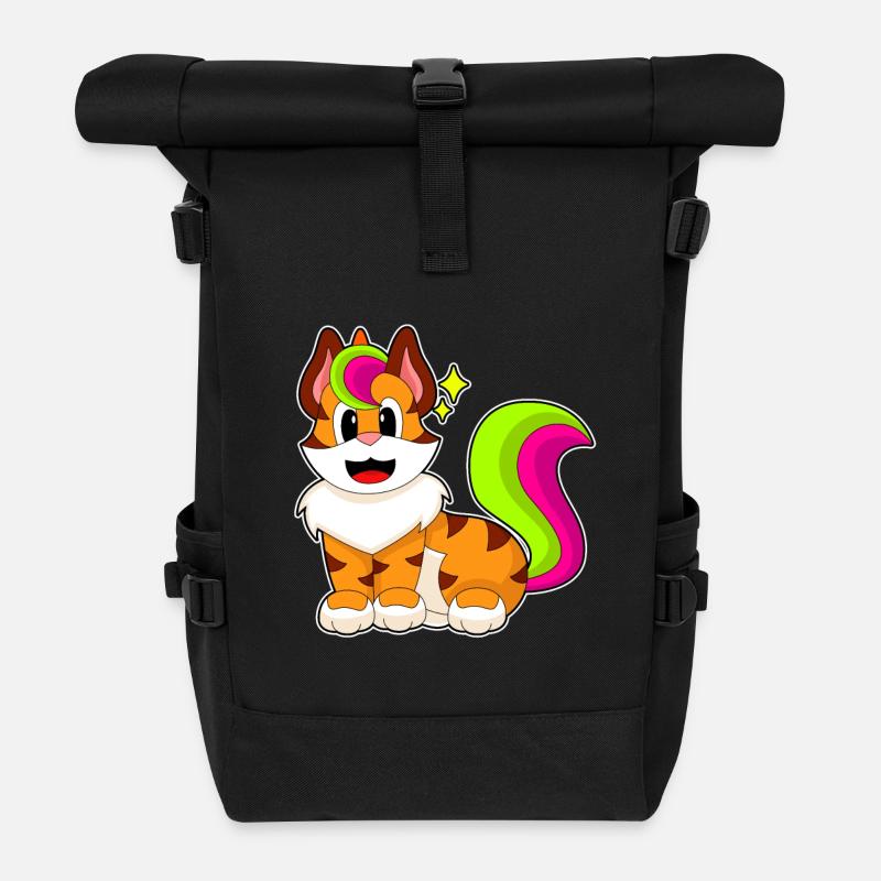 Tiger Unicorn - Roll Top Backpack - black