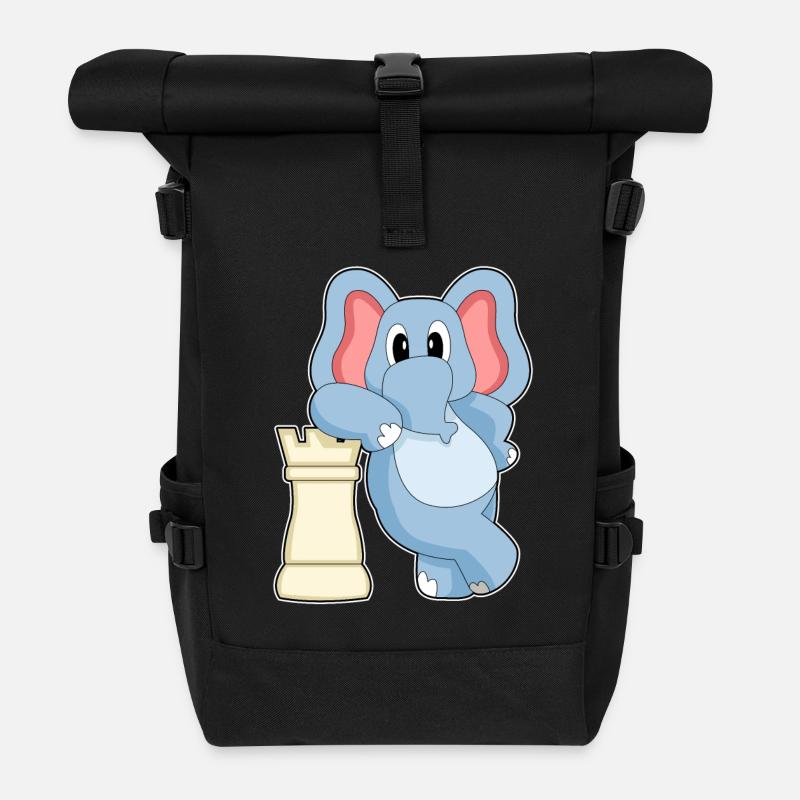 Schachfigur Turm Elefant Schach - Rolltop Rucksack - Schwarz