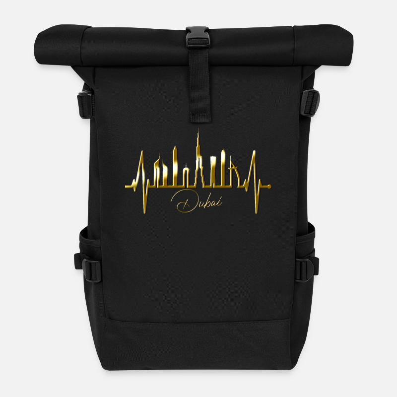 Dubai Skyline Heartbeat Burj Khalifa Silhouette - Sac à dos roll top - noir