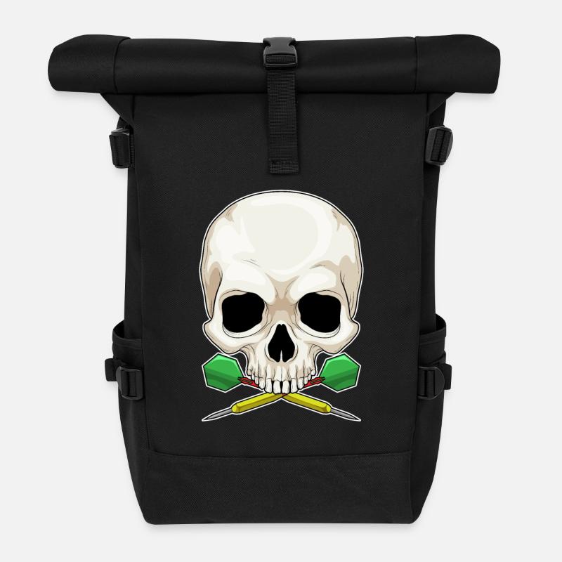 Totenkopf Dart Dartpfeil - Rolltop Rucksack - Schwarz