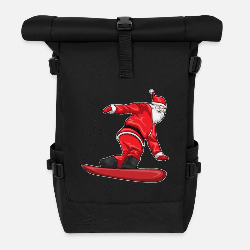 Weihnachtsmann Weihnachten Snowboard - Rolltop Rucksack - Schwarz