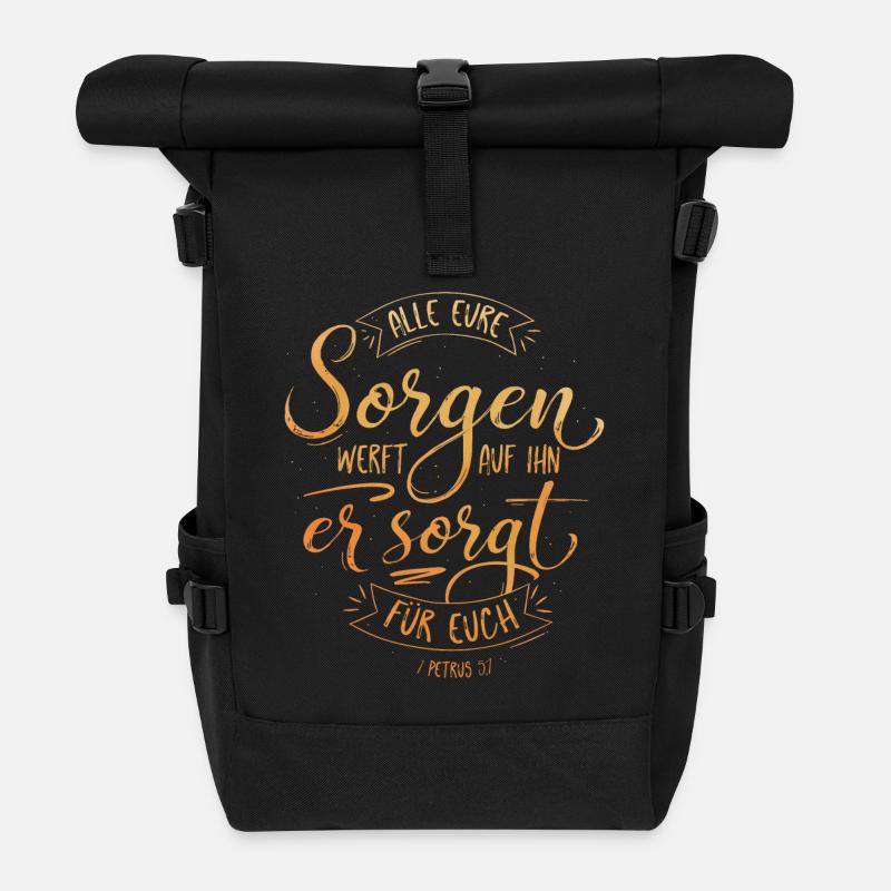 All eure Sorgen werft auf ihn - Rolltop Rucksack - Schwarz