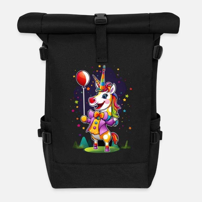 Clown Einhorn Unicorn - Rolltop Rucksack - Schwarz