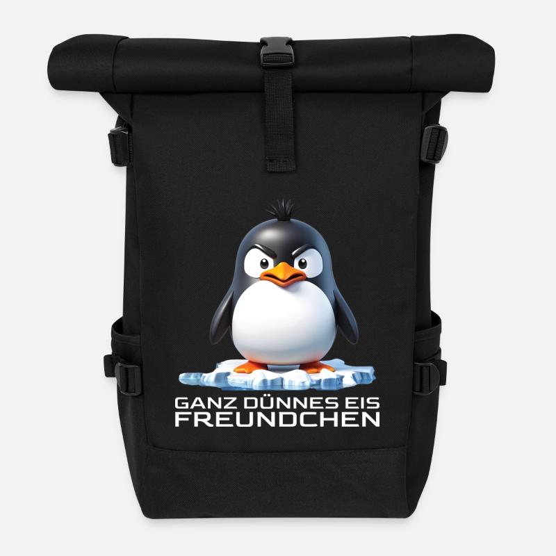 Ganz dünnes Eis Freundchen Pinguin - Rolltop Rucksack - Schwarz