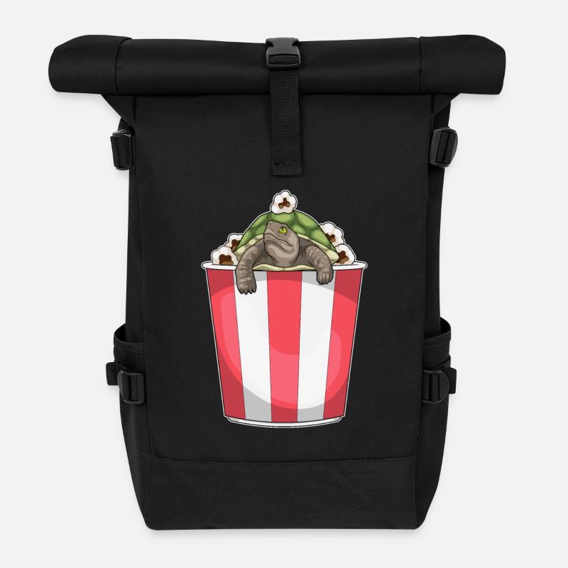 Schildkröte Popcorn - Rolltop Rucksack - Schwarz