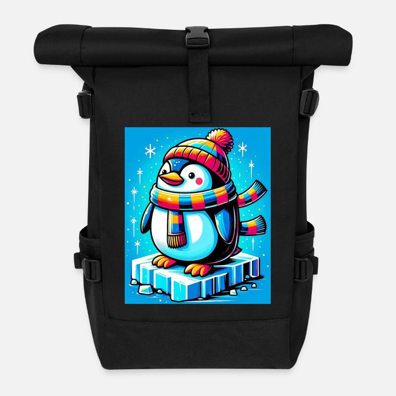 Pinguin - Rolltop Rucksack - Schwarz