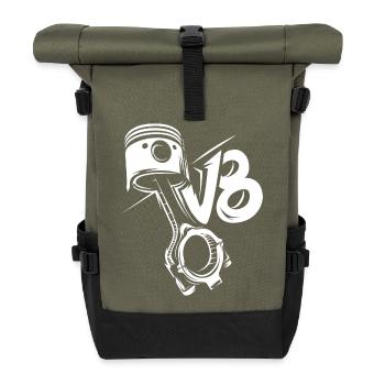 Piston V8 Graffiti Moteur musclecars gros bloc Logo - Sac à dos roll top - olive/noir - Devant