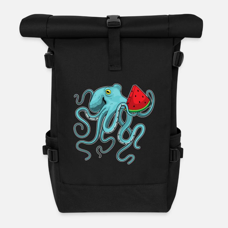 Poulpe Pastèque - Sac à dos roll top - noir