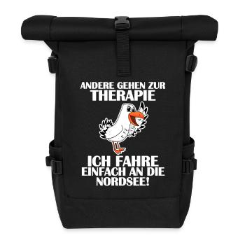 Nordsee Spruch Möwe - Rolltop Rucksack - Schwarz - Vorne