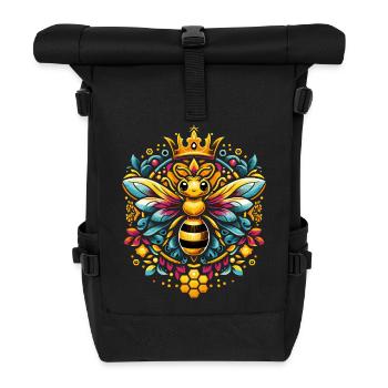 Vibrant, colorful queen bee motif - Roll Top Backpack - black - Front