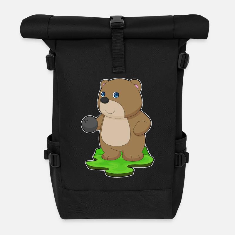 Bär Bowling Bowlingkugel - Rolltop Rucksack - Schwarz