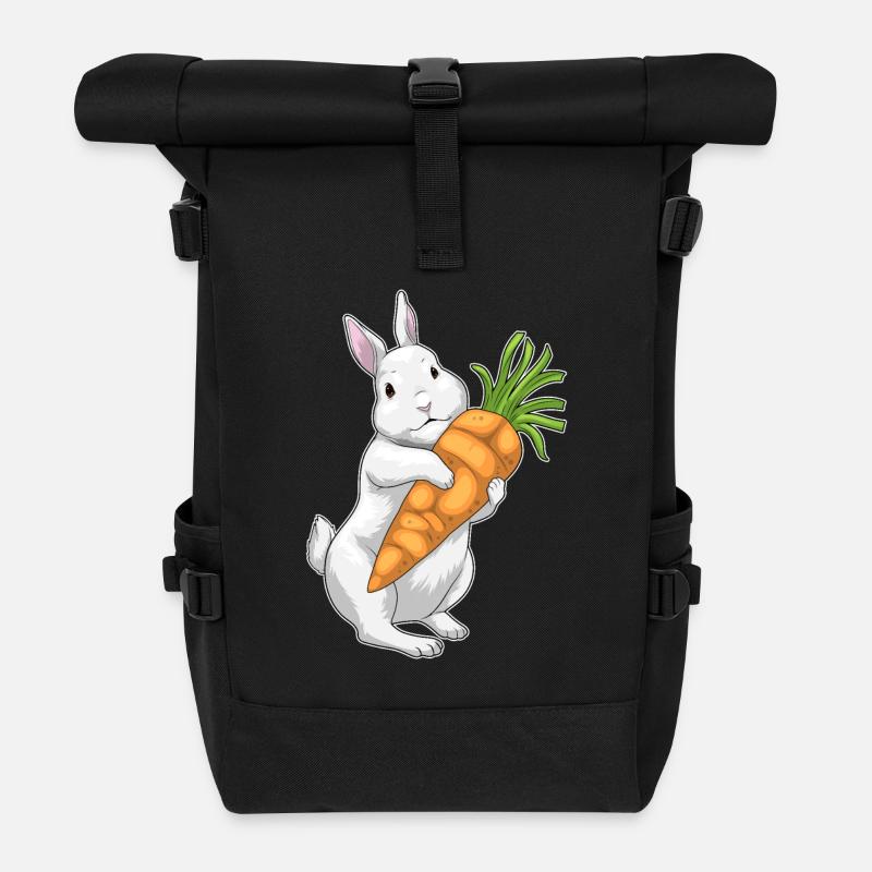 Hase Karotte - Rolltop Rucksack - Schwarz