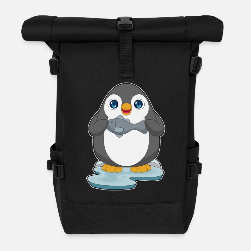 Pinguin Fisch - Rolltop Rucksack - Schwarz