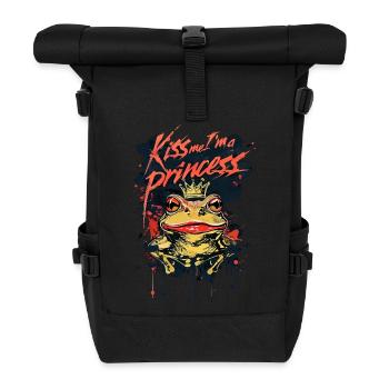 Embrasse-moi Je suis une princesse Drôle de grenouille Crapaud - Sac à dos roll top - noir - Devant