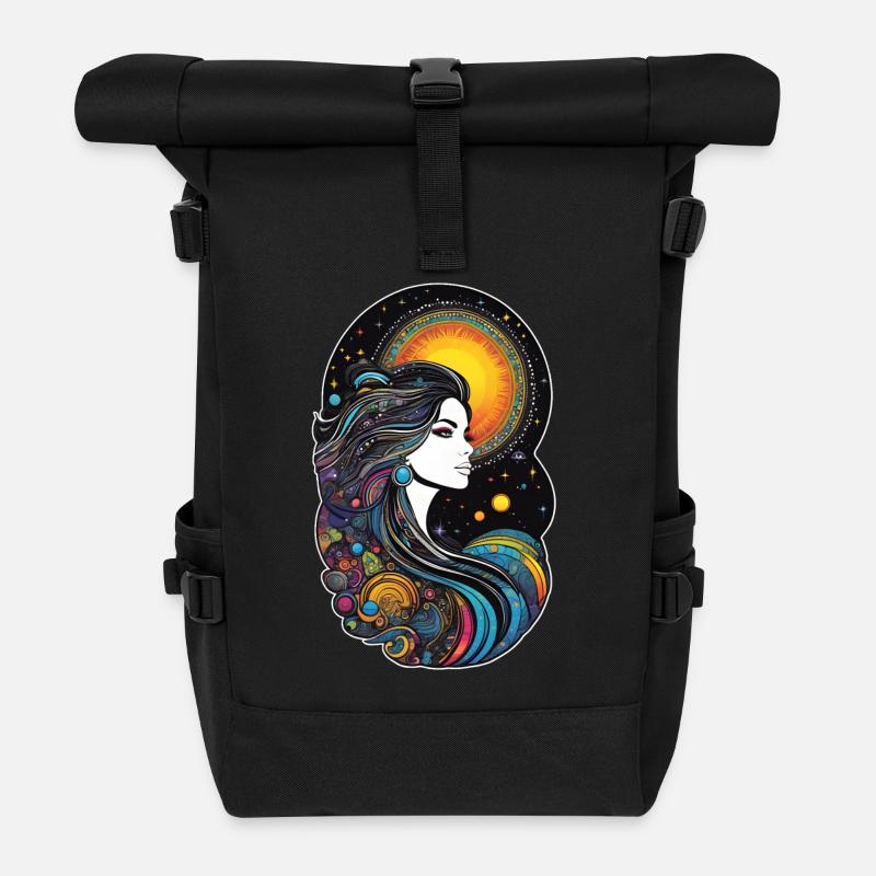 Kosmische Göttin der Schöpfung - Rolltop Rucksack - Schwarz