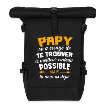 Papy On A Essayé De Te Trouver Le Meilleur Cadeau - Sac à dos roll top - noir - Devant