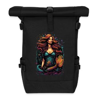 Colorful Mermaid – Imaginative City - Roll Top Backpack - black - Front
