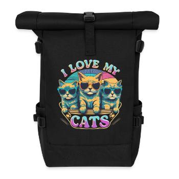 I Love My Cats - Cool Cats with Sunglasses - Roll Top Backpack - black - Front