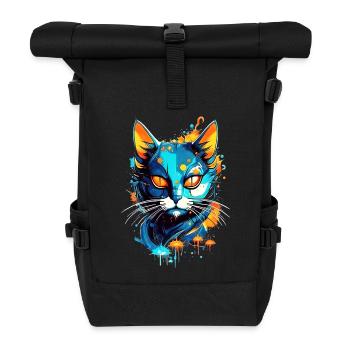 Bunte kosmische Katze - Rolltop Rucksack - Schwarz - Vorne