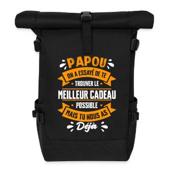 Papou On A Essayé De Te Trouver Le Meilleur Cadeau - Sac à dos roll top - noir - Devant