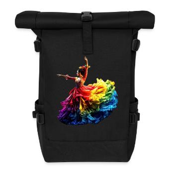 Danseuse de flamenco Arc-en-ciel Robe colorée Danse - Sac à dos roll top - noir - Devant