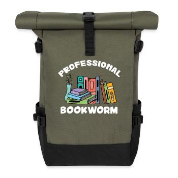 Professional Bookworm - Book Lover - Roll Top Backpack - olive/black - Front