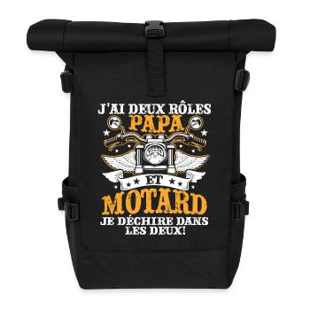 J'ai Deux Roles PAPY Et Motard Je Dechire Dans - Sac à dos roll top - noir - Devant