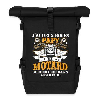 J'ai Deux Roles PAPY Et Motard Je Dechire Dans - Sac à dos roll top - noir - Devant