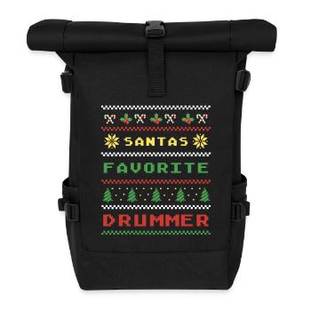 Style tambour de Noël - Sac à dos roll top - noir - Devant