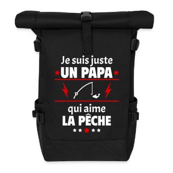 Juste un papa qui aime la pêche, pêcheur, noël - Sac à dos roll top - noir - Devant