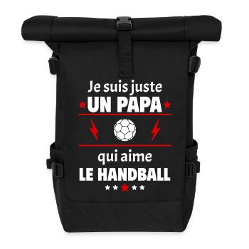 Juste un papa qui aime le handball, handballeur - Sac à dos roll top - noir - Devant