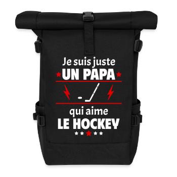 Juste un papa qui aime le hockey, hockeyeur, noël - Sac à dos roll top - noir - Devant