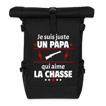 Juste un papa qui aime la chasse, chasseur, noël - Sac à dos roll top - noir - Devant
