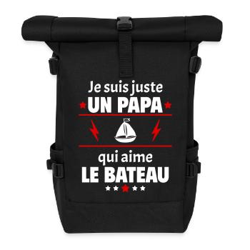 Juste un papa qui aime le bateau,capitaine, noël - Sac à dos roll top - noir - Devant