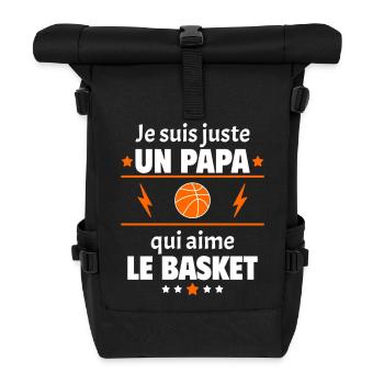 Juste un papa qui aime le basket,basketteur, noël - Sac à dos roll top - noir - Devant